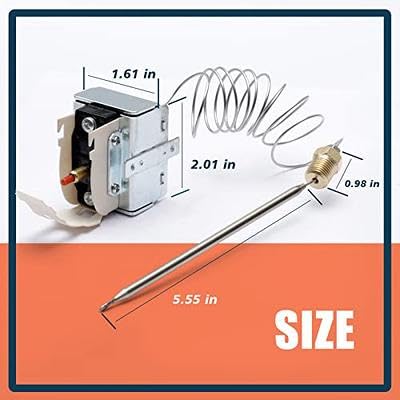 PITCIO Generic High Limit Thermostat, 450F Temperature Cutoff, 1/2" NPT Probe