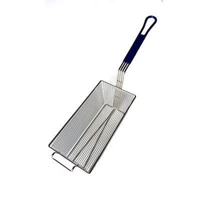 Deep Fryer Basket With Non-Slip Handle Heavy Duty Nickel Plated Iron Construction 13 1/4" x 6 1/2" x 6" Commercial Use